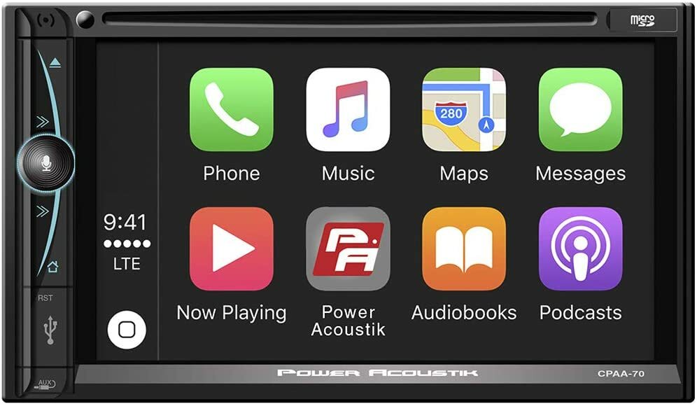 POWER ACOUSTIK DOUBLE DIN 7″ DVD PLAYER USB APPLE CARPLAY ANDROID AUTO CPAA-70D