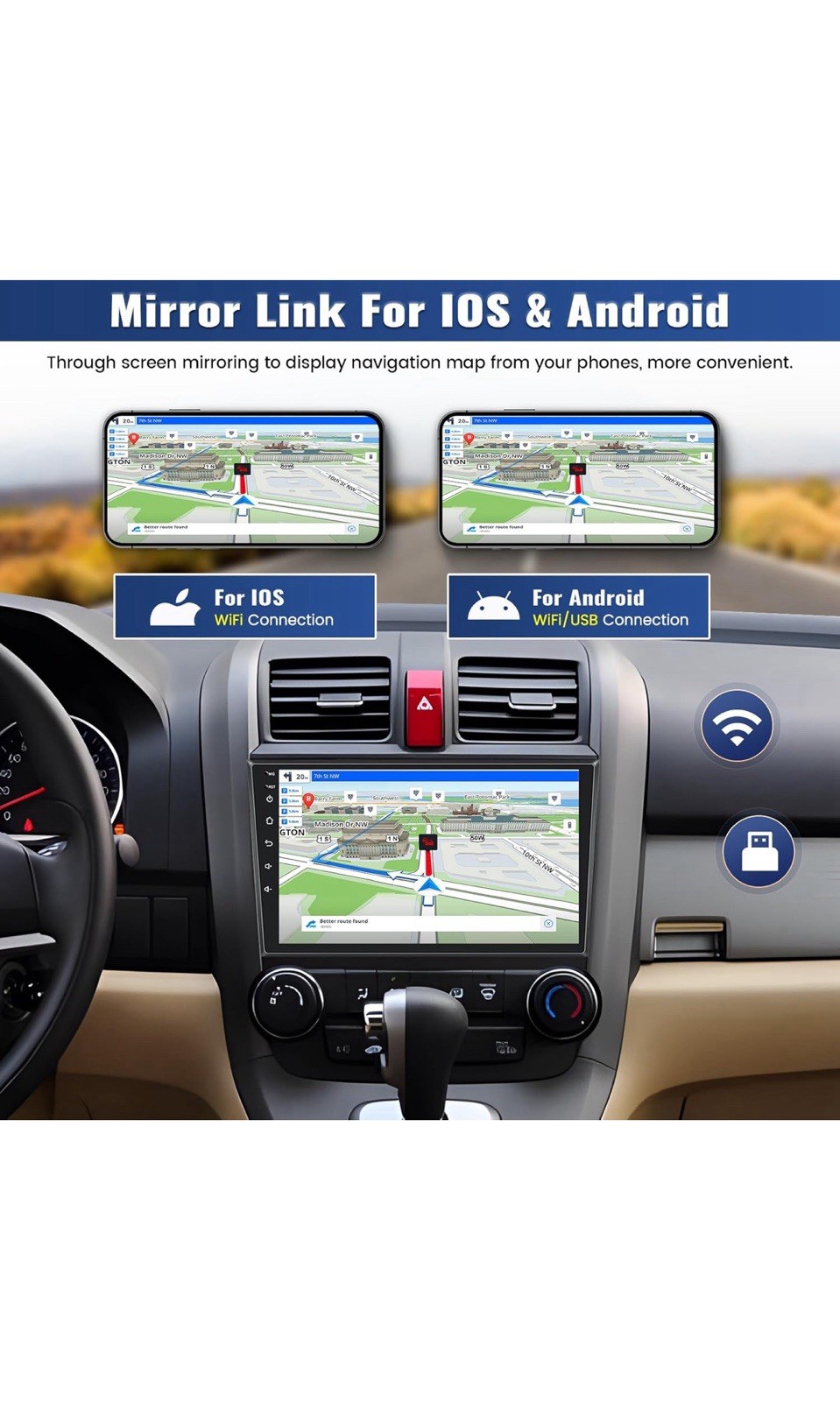 2G+64G Android Car Radio Stereo for Honda CRV 2007-2011 Wireless Apple Carpla…