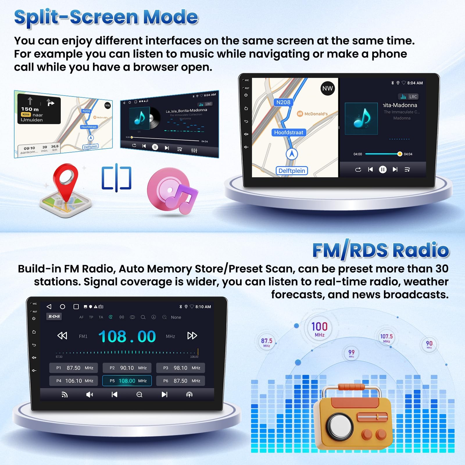 64G For 2005-2010 Honda Odyssey Android Auto Car Stereo Radio GPS Navi 1280*800