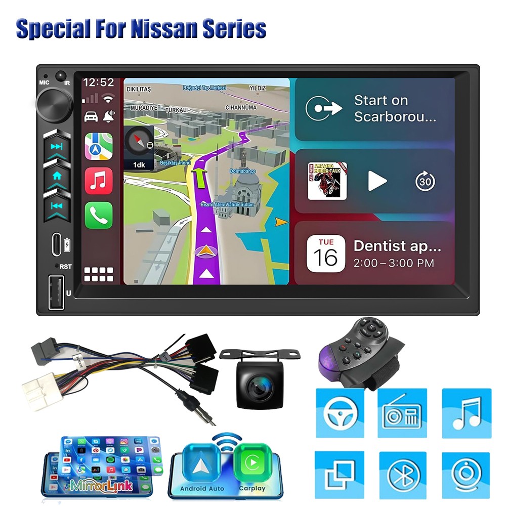 Plug Play for Nissan Versa 2007-2016 Car Radio Stereo CarPlay GPS Navi AM FM AUX