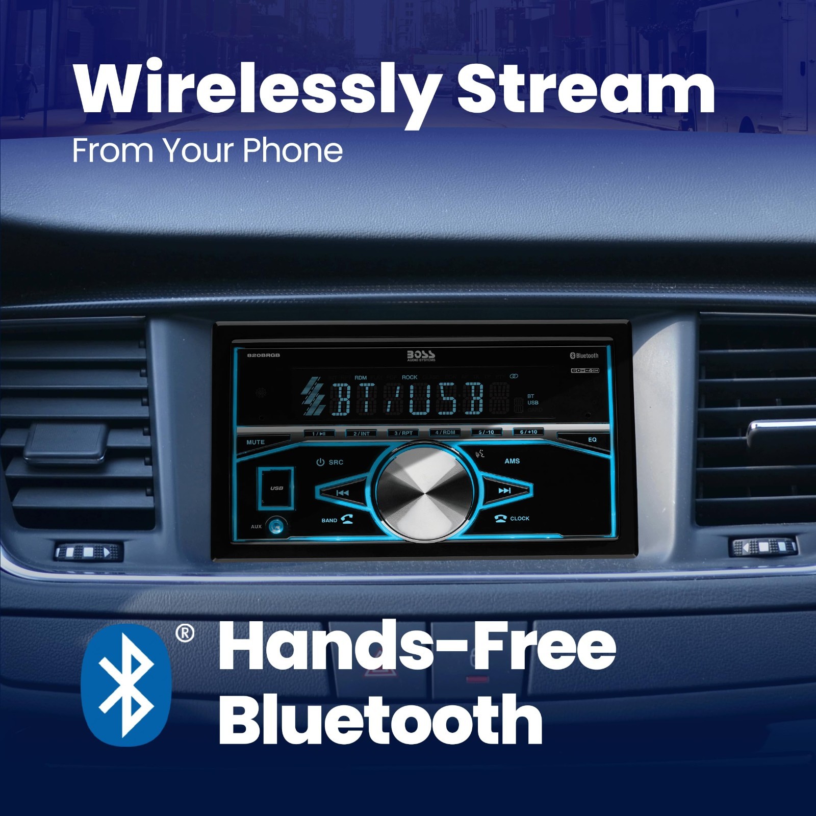 Double Din Car Stereo Bluetooth, AM/FM Radio, USB, Aux Input, Multi-Color Illumi