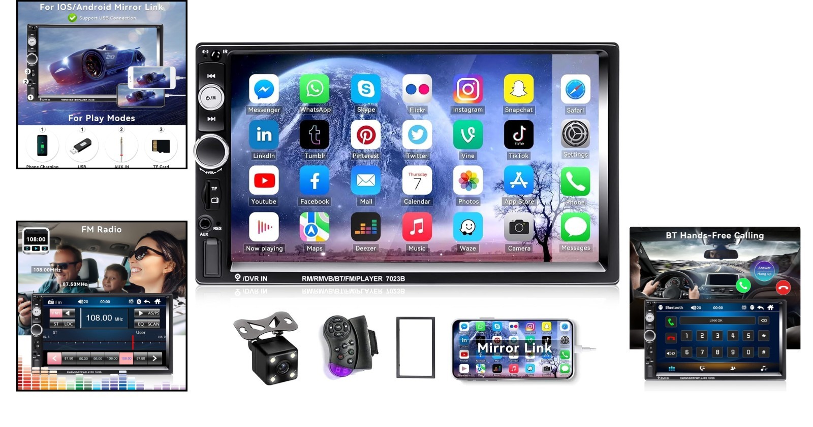 Upgrade Your Ride: 7″ Double Din Car Stereo with Bluetooth & High Power Output