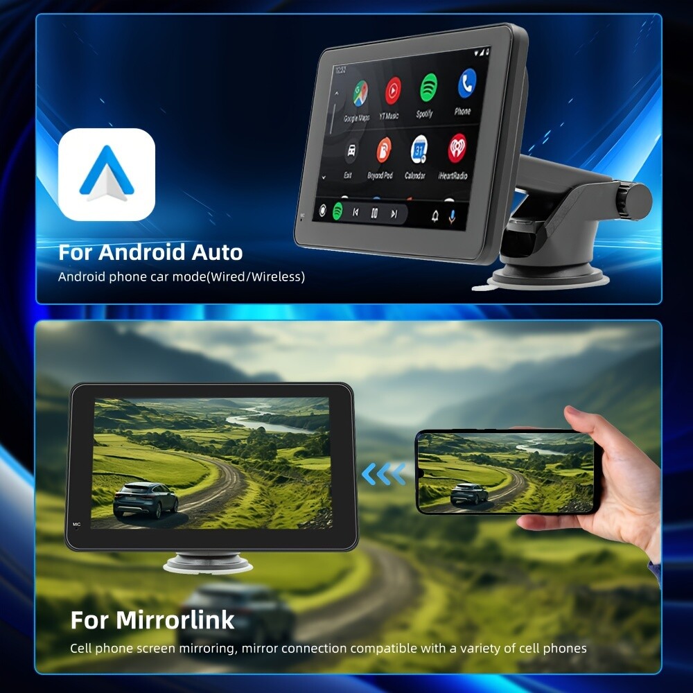 Universal 7-inch touch screen car stereo wireless portable Android iOS wireless