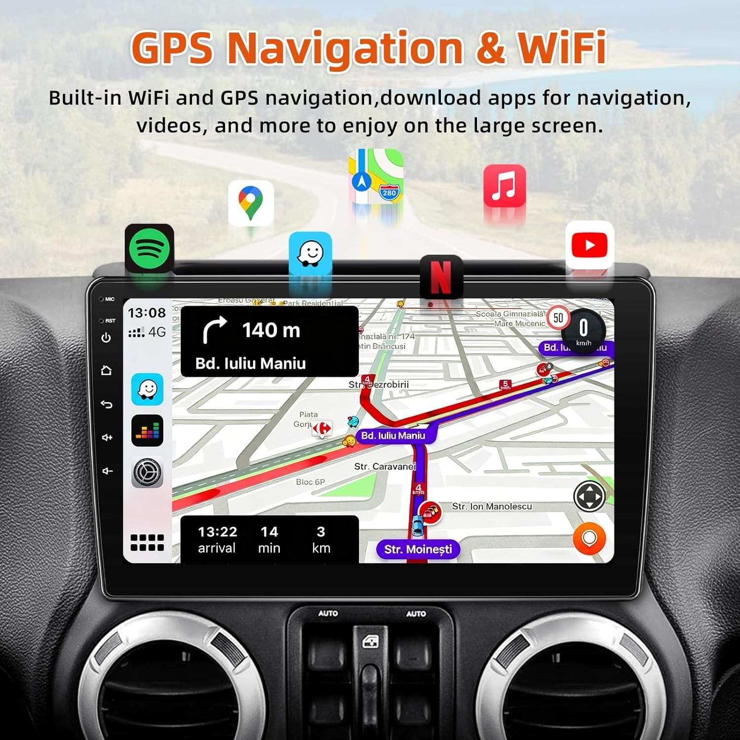 Wireless CarPlay Android Auto Stereo for Jeep Wrangler JK^