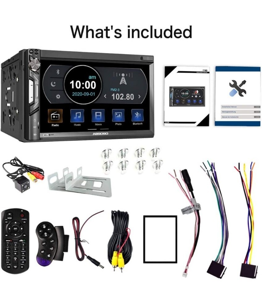 ABSOSO in-Dash Digital Media Car Stereo – Double Din 7 Inch HD Touchscreen Car R