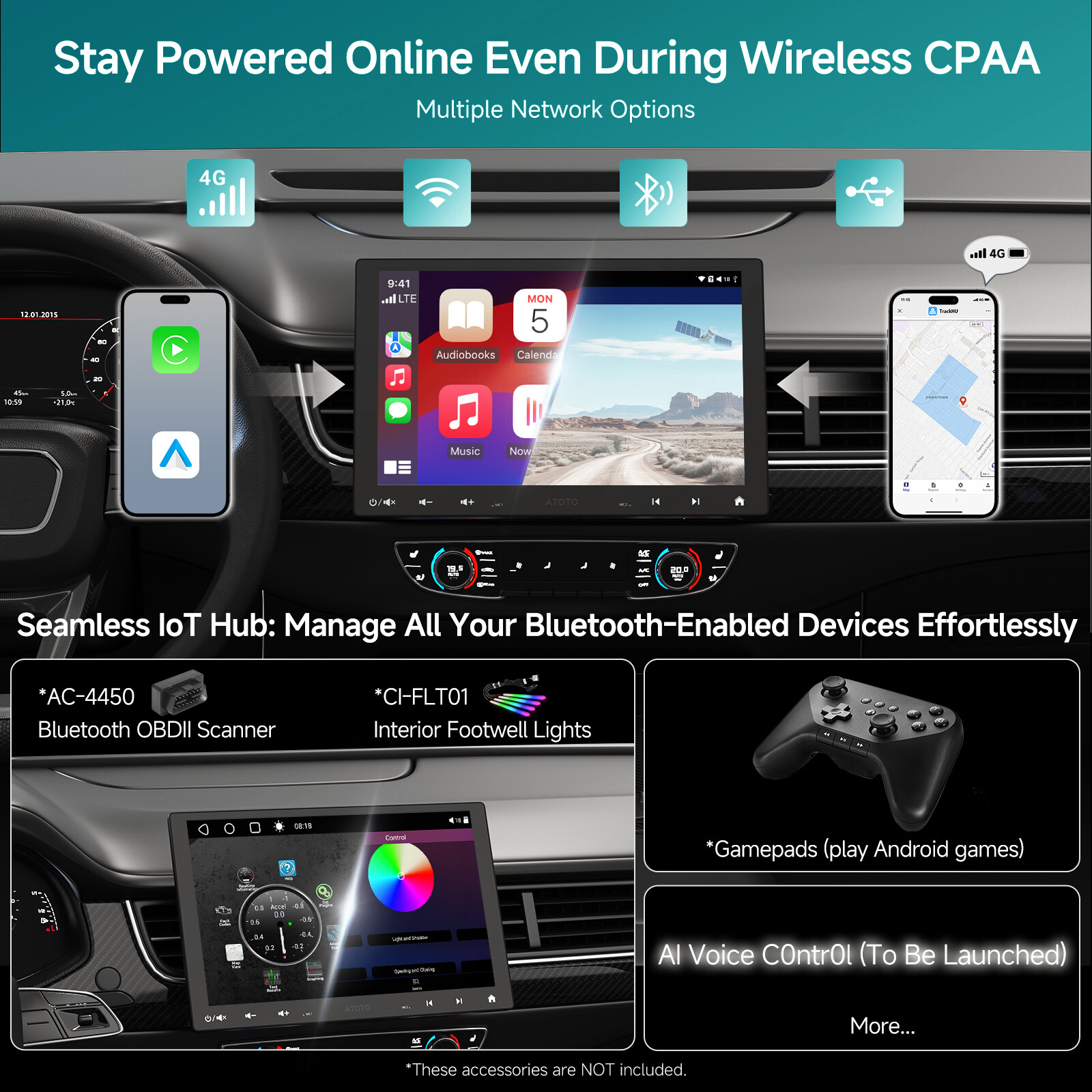 ATOTO S8 MS 1DIN 10″ Floating Car Stereo 4G+32G Wireless Android Carplay 2BT