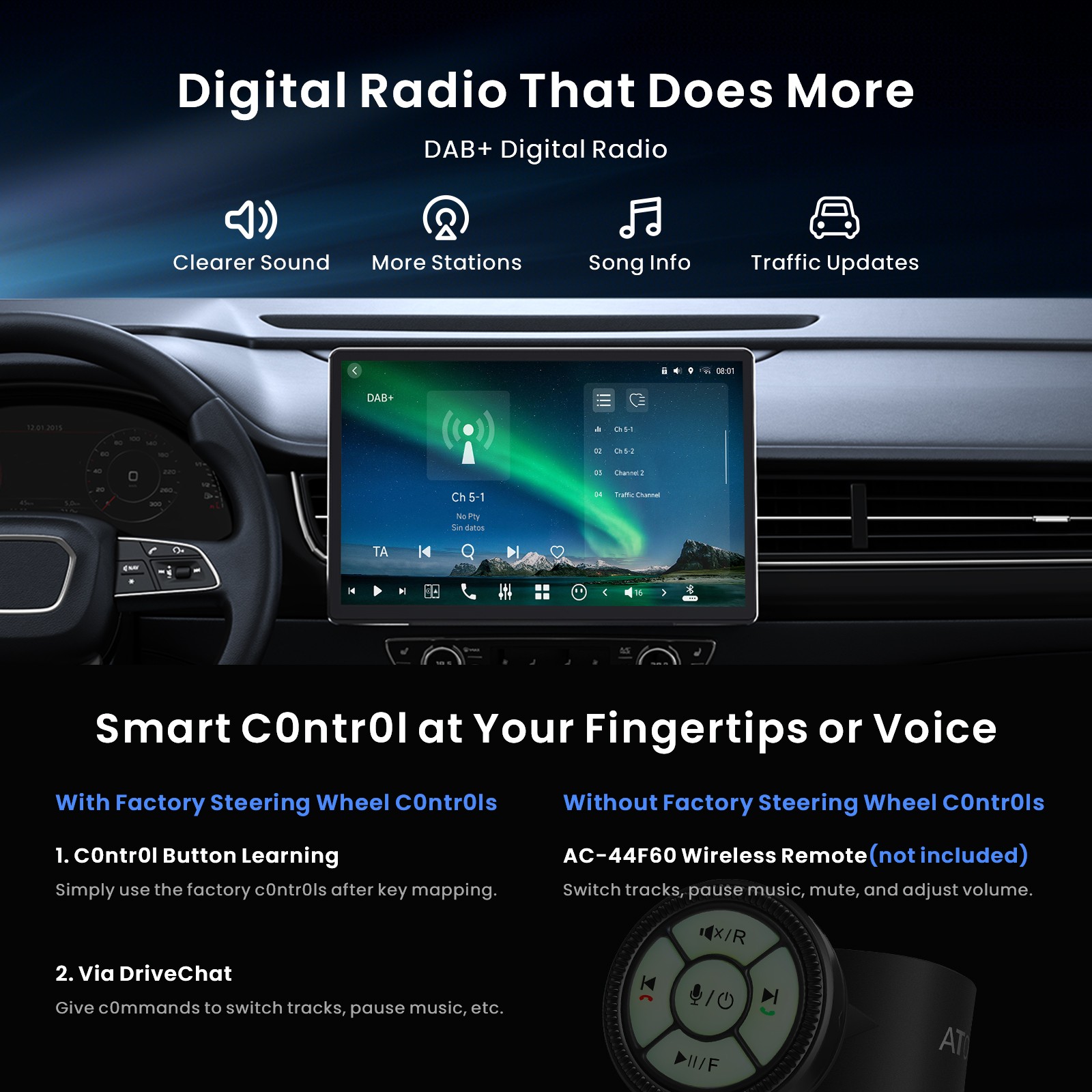Flagship ATOTO 14.1″ Single Din AI Android 13 Car Stereo Built-in DVR GPS Track
