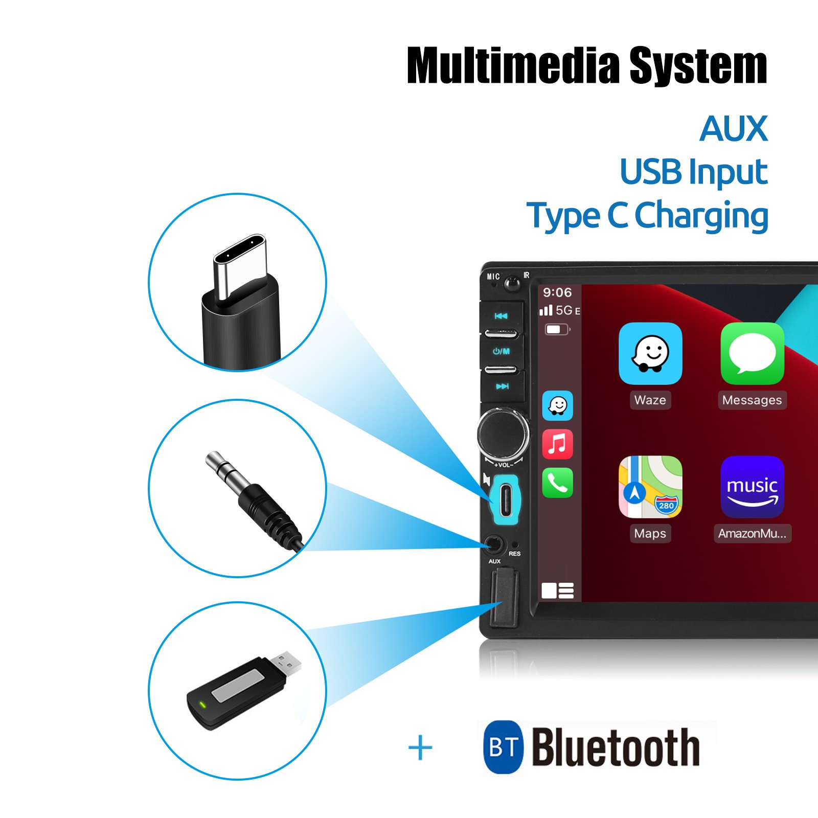 Single 1 DIN Car Stereo In-Dash Head Unit FM RDS MP3 Player USB SD Bluetooth AUX