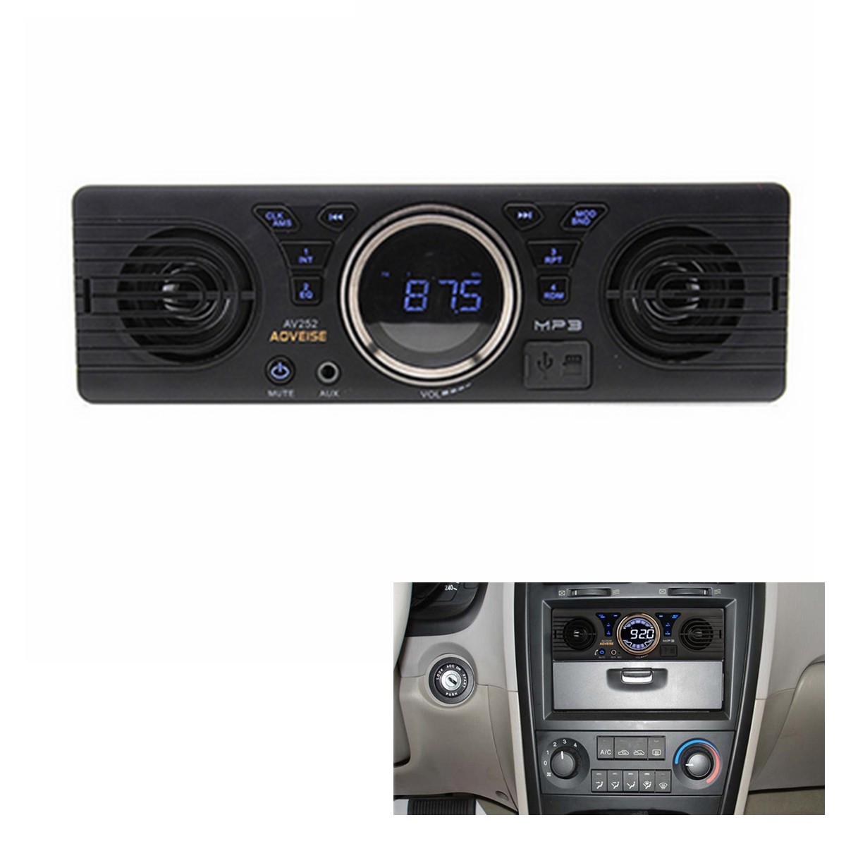 Single 1 Din Car Radio Stereo In-Dash MP3 Player Bluetooth FM Built-in 2 Speaker