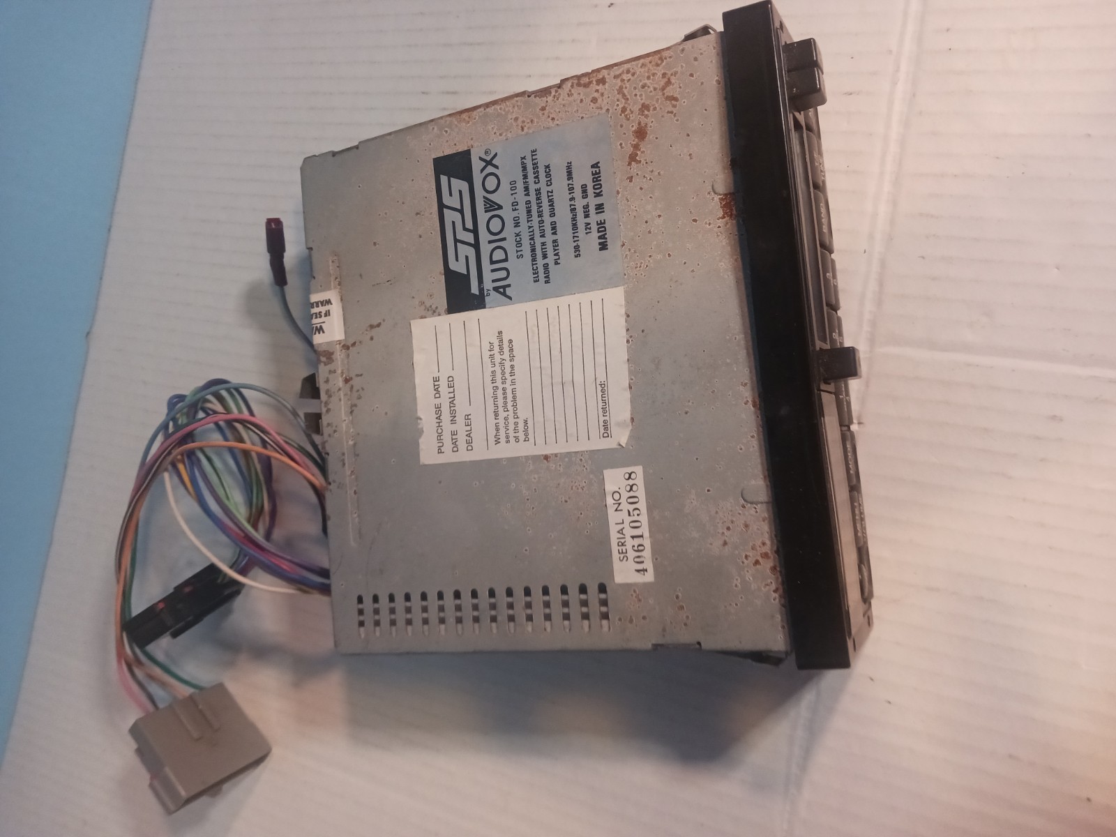 AudioVox SPS Fd-100 Car Stereo AM/FM/MPX Radio with Hardware – Vintage