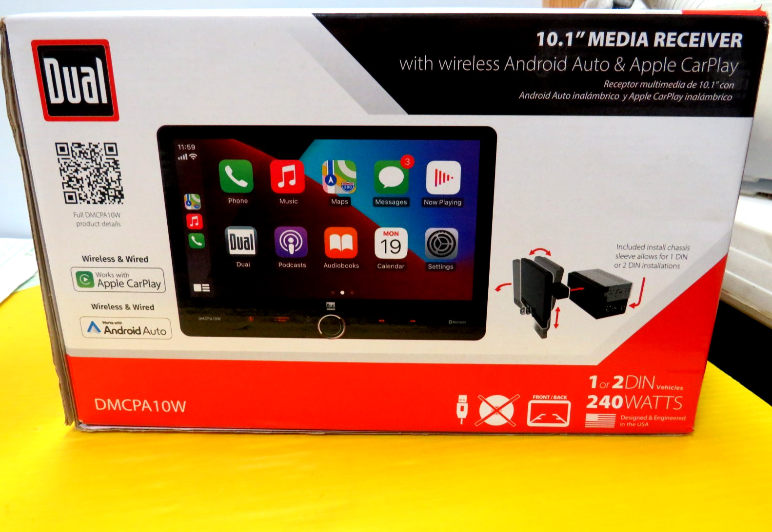 Dual Electronics 10.1″ Touchscreen Car Stereo Receiver Wireless Apple CarPlay
