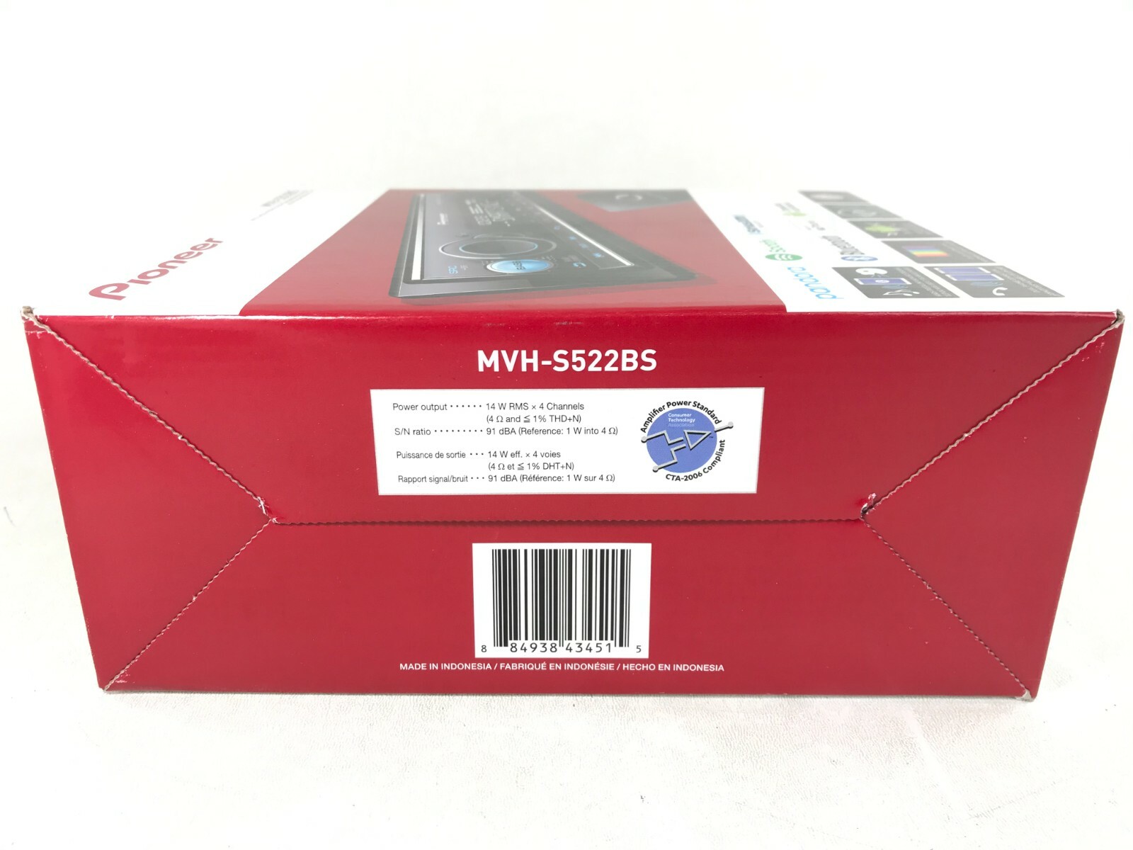 Pioneer MVH-S522BS Bluetooth Media Android iPhone AM FM XM Pandora Aux USB RCA 3
