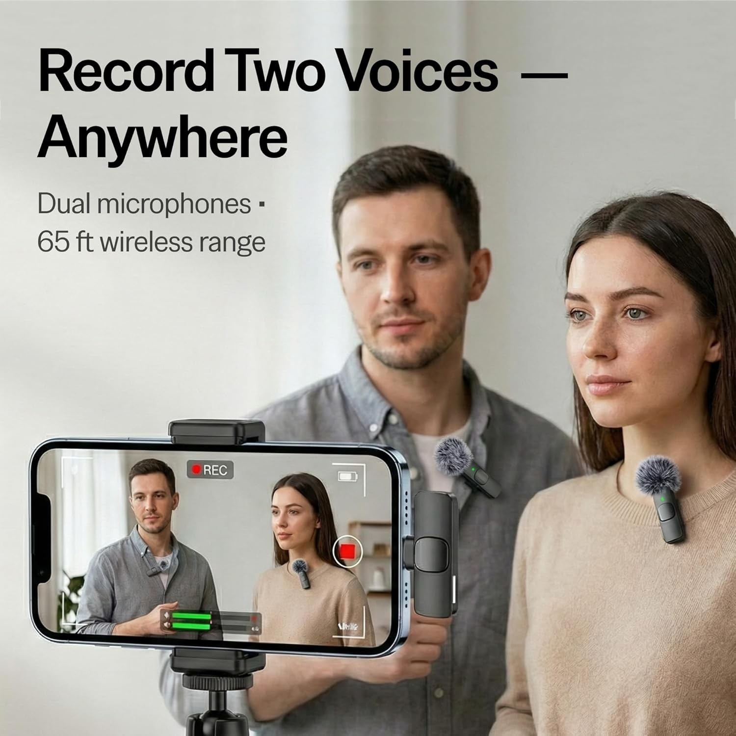 (Latest Model – Wireless Mini Microphone for Iphone, Ipad, Android – 2 Pack Lava