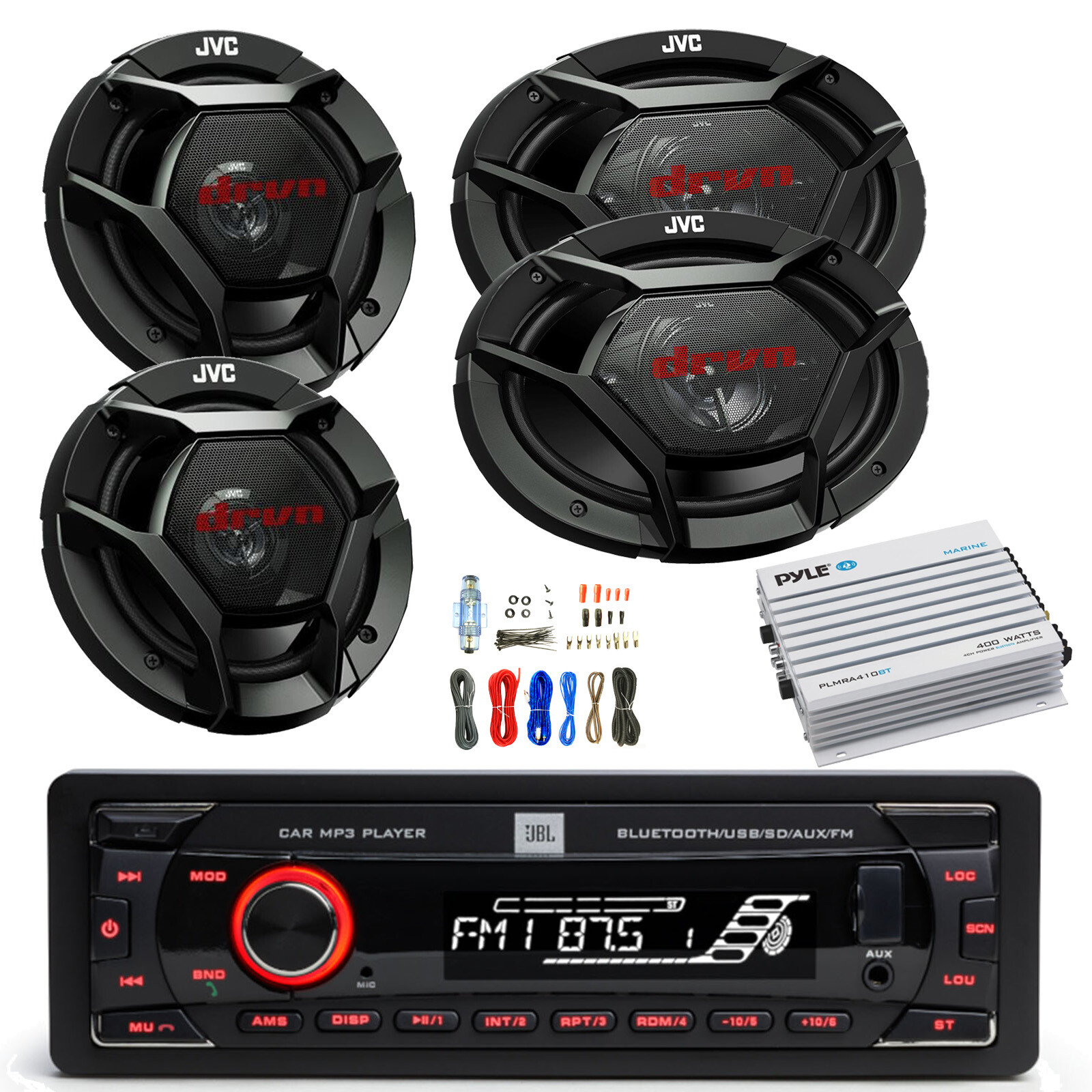 JBL Celebrity100 in-Dash Radio, Bluetooth Amp w/Kit, 2x 6×9″ + 2x 6.5″ Speakers