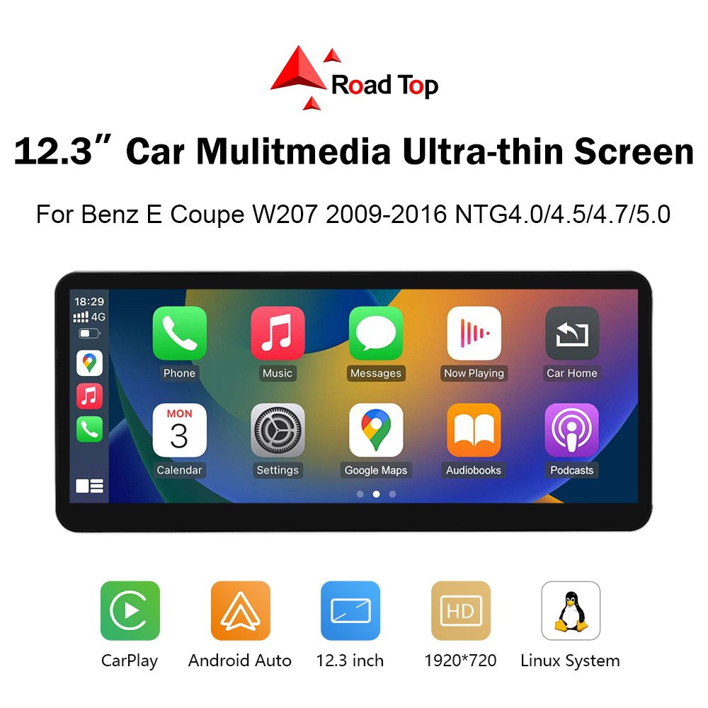 Ultra-Thin 12.3”Wireless Carplay Touchscreen For Mercedes E Coupe C207 2009-16