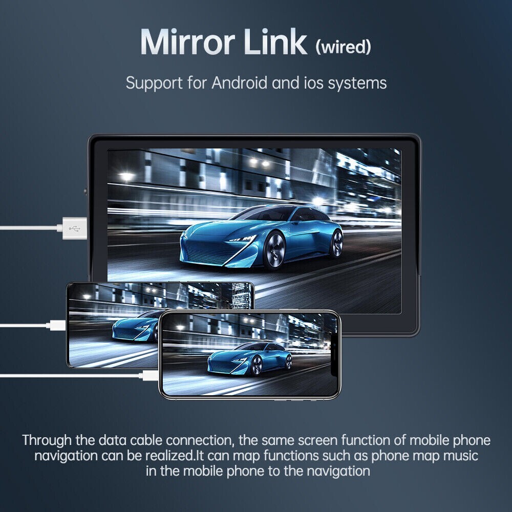 Portable wireless radio car stereo Apple CarPlay Android 7 “touch screen-