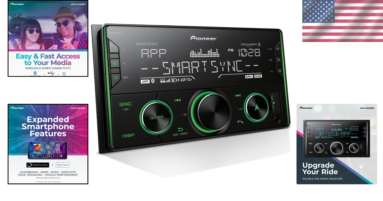 Double Din Car Stereo Bluetooth USB | Digital Media Receiver, SiriusXM, 50W x 4