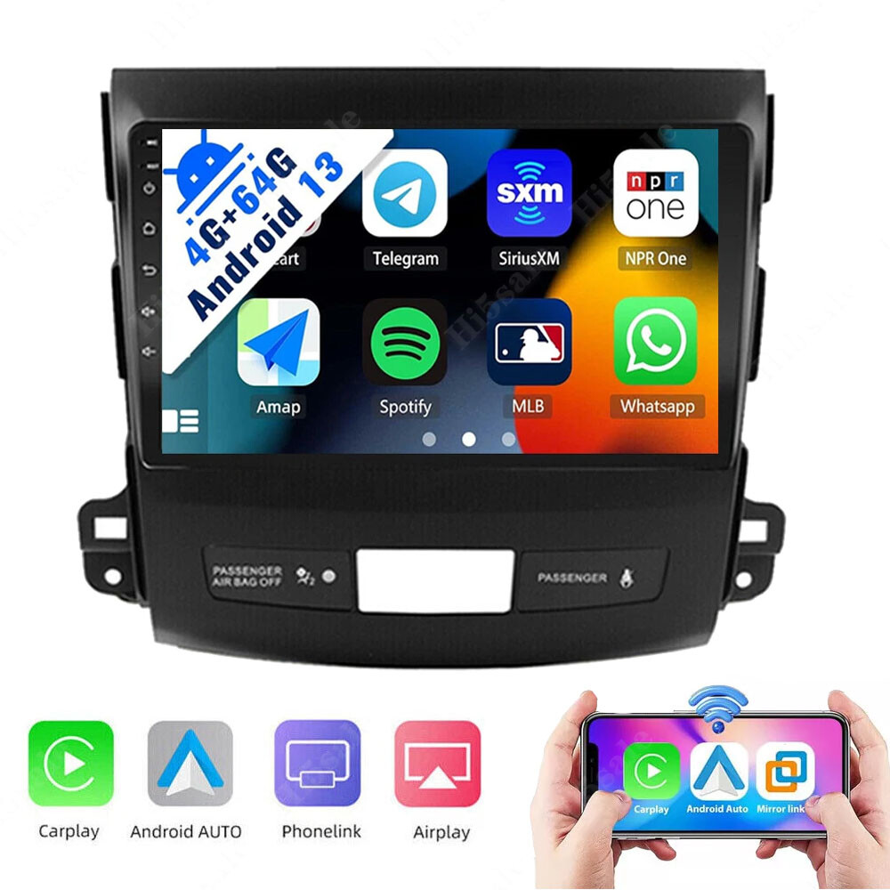 64GB Android 14 Carplay Car Radio GPS Stereo For Mitsubishi Outlander 2006-2012