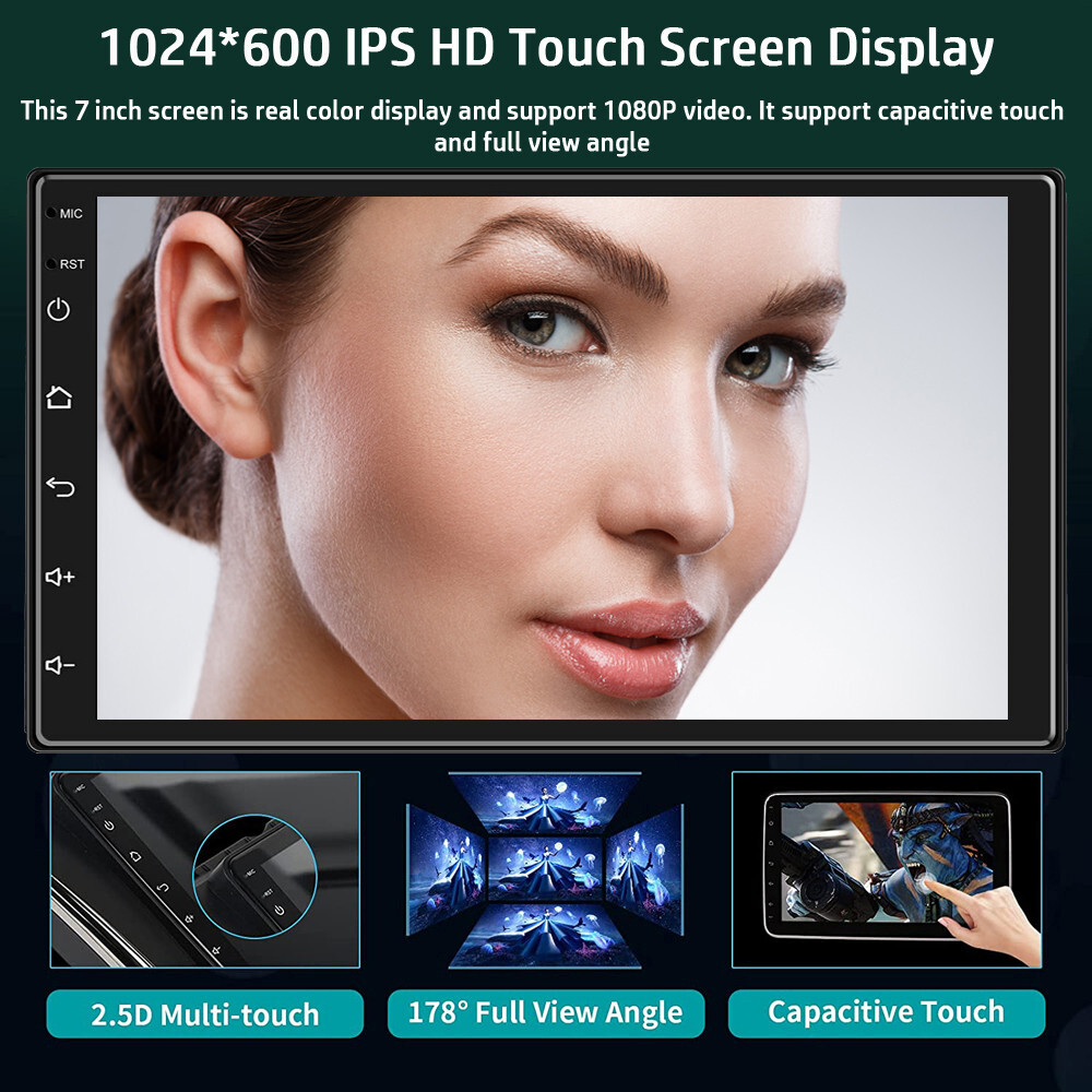 Android 13.0 Double DIN Touch 7″ Car Stereo Radio WiFi Apple CarPlay GPS Navi