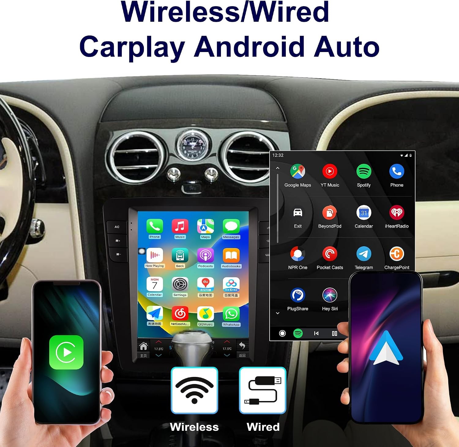 9.7” Vertical Android Radio For Bentley Flying Spur Continental CarPlay 4+64GB