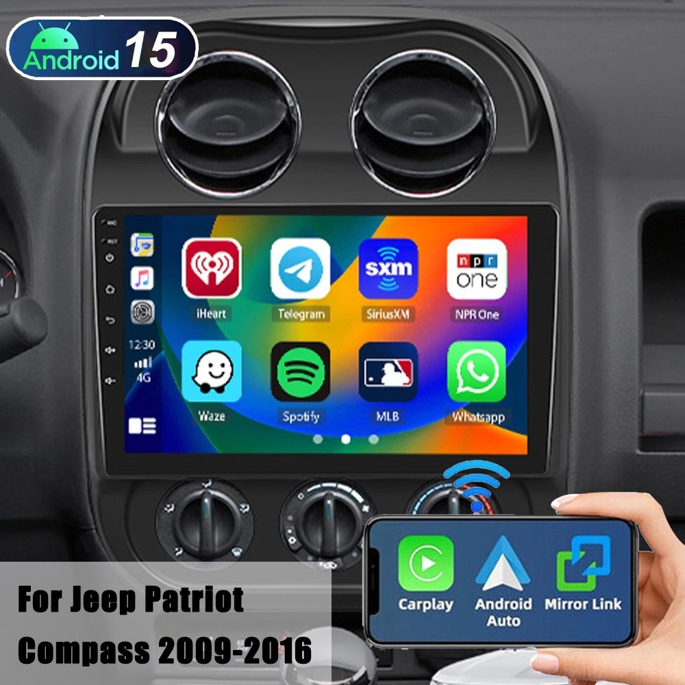 32GB Android 15 Car Radio For Jeep Compass 2009-16 Apple Carplay GPS Navi Stereo