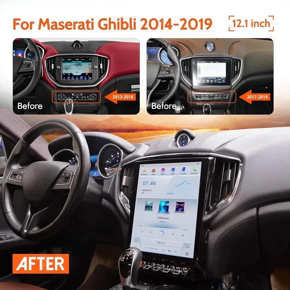 12.1″ Android Navigation Car Gps Stereo Tesla Style For Maserati Ghibli 2014~19