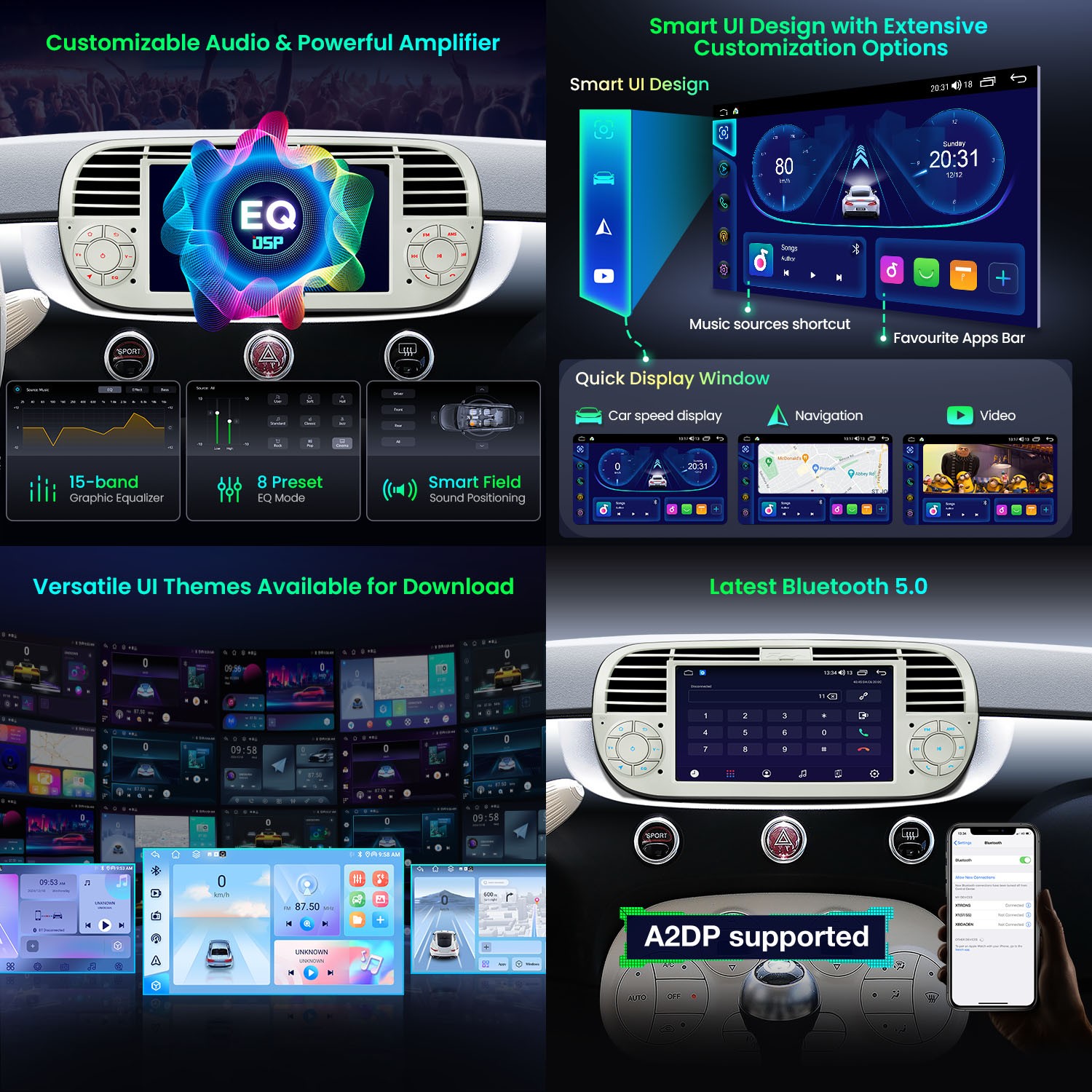 4G LTE Octa-Core CarPlay Android 13 Car GPS Stereo Radio WiFi 2+32G For Fiat 500