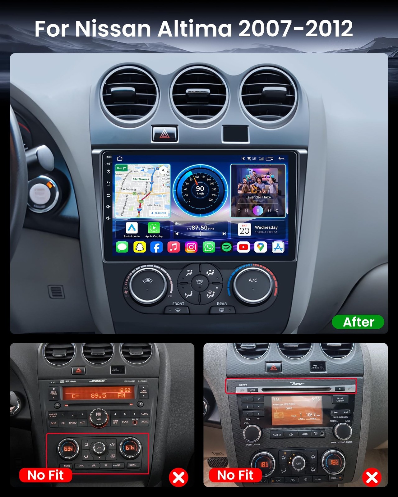 Upgrade 4Core+64GB Car Radio for Nissan Altima 2007-2012: Android 13 Stereo 9…