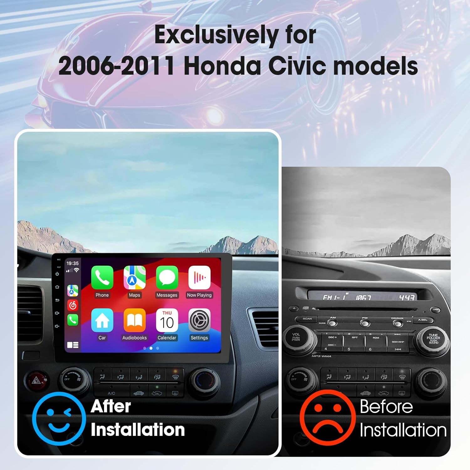 Android 13 Car Stereo with Wireless CarPlay and Auto, 10.1-inch 720P…