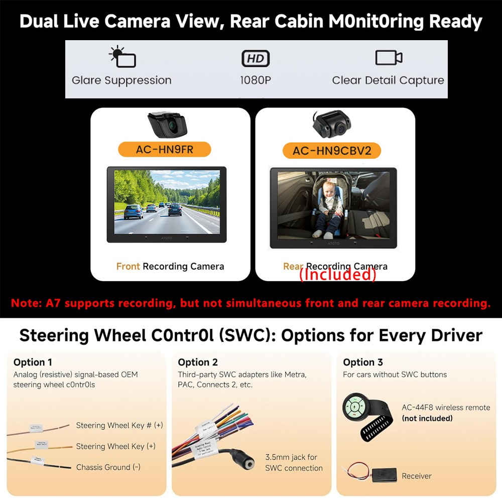 2026 ATOTO A7 Android13 4+64G Car Stereo AI Voice Radio 4G LET Front&Rear Camera