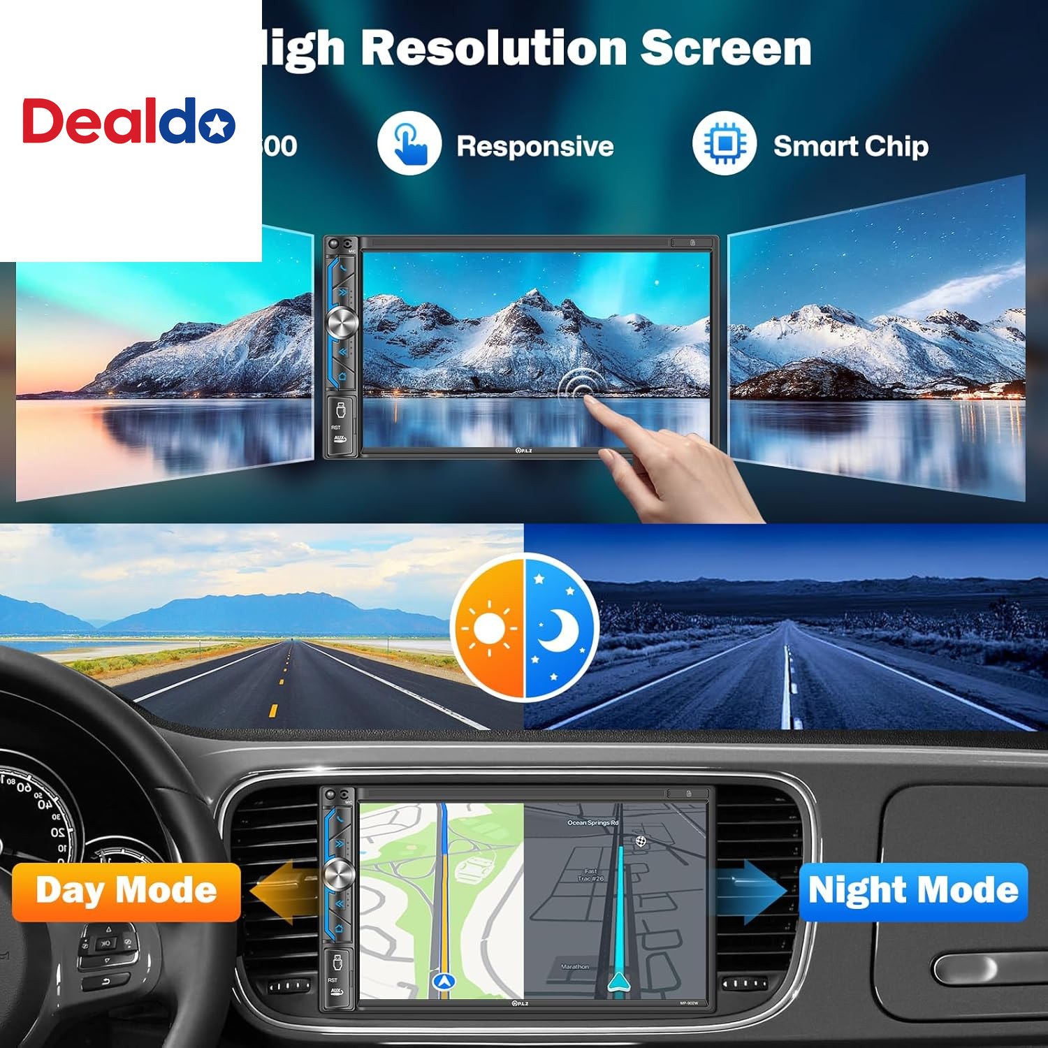 7″ Wireless Double Din Car Stereo Apple Carplay Radio Screen for Car Audio Recei