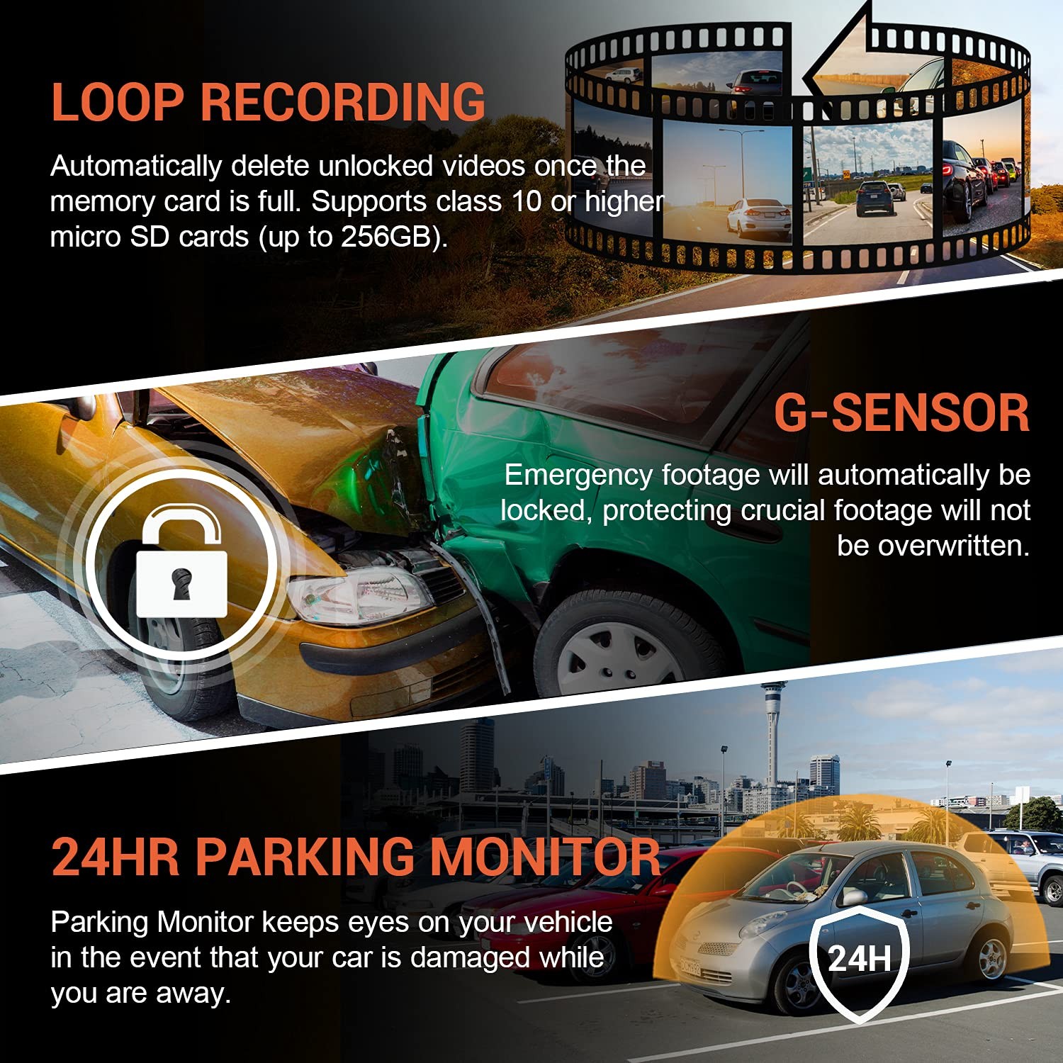 Rexing V1P 4K Dual Dash Cam Front+Rear 2160p+1080p Wi-Fi G-Sensor Loop Record