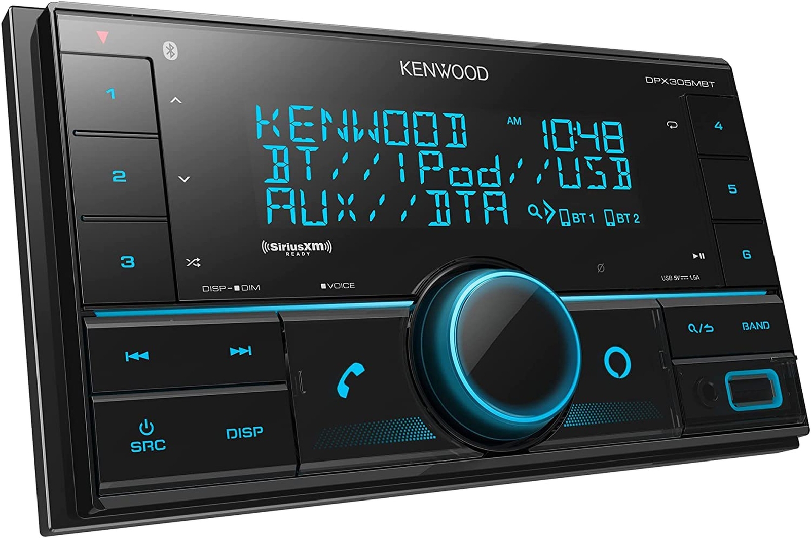 Kenwood DPX305MBT DDIN AM FM Receiver, Bluetooth, + SXV300V1 SiriusXM Tuner
