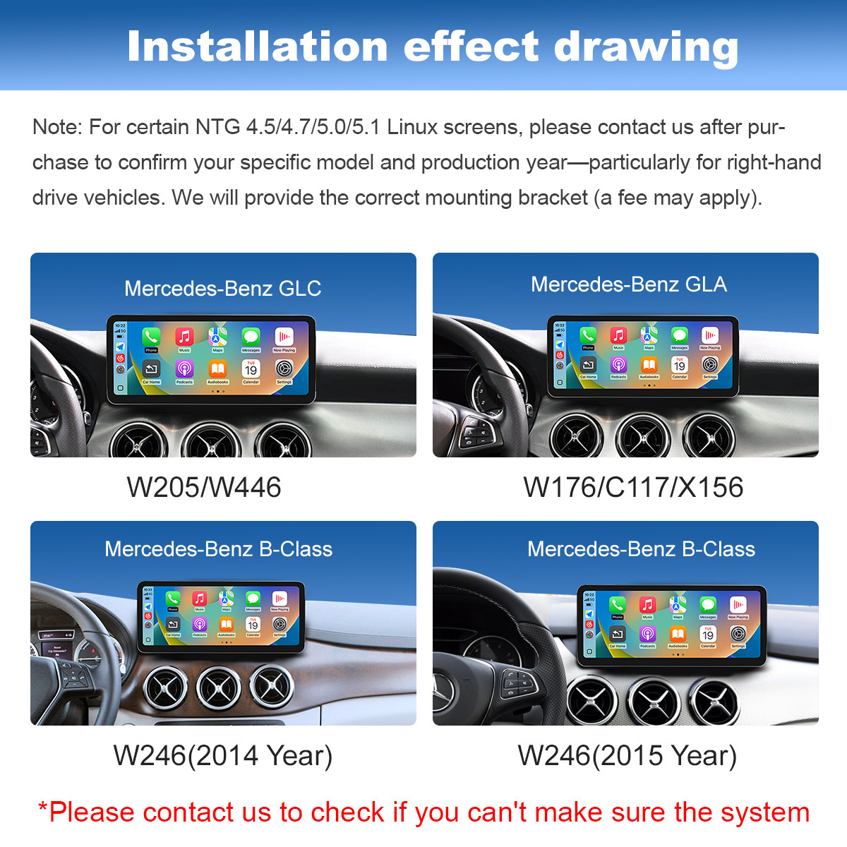 Android Auto Carplay for Mercedes Benz GLA CLA GLC GLK ML W205 W176 C117 Screen