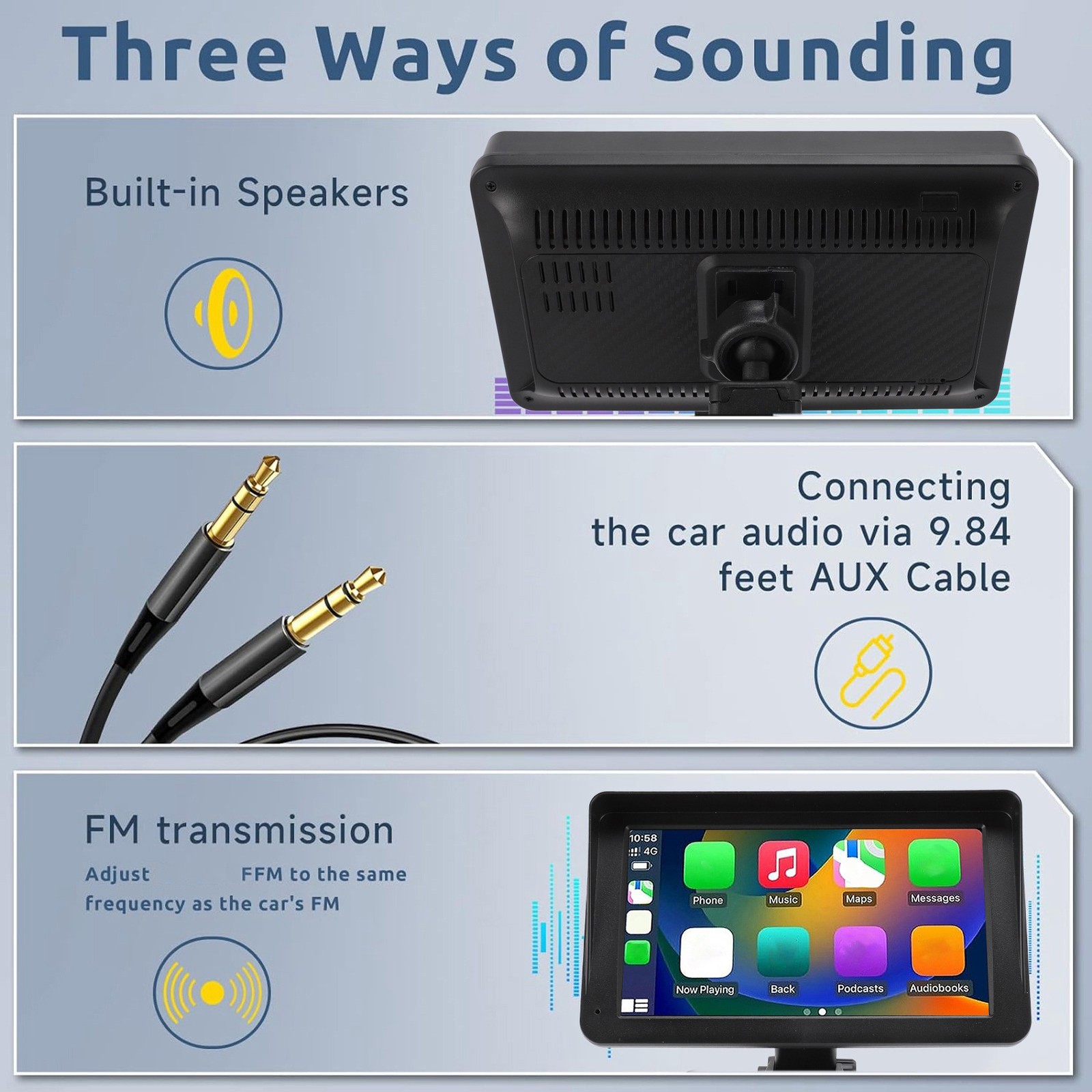 Car Stereo 7 Inch HD Touch Screen Portable Car Stereo For Mirror Link With Voice