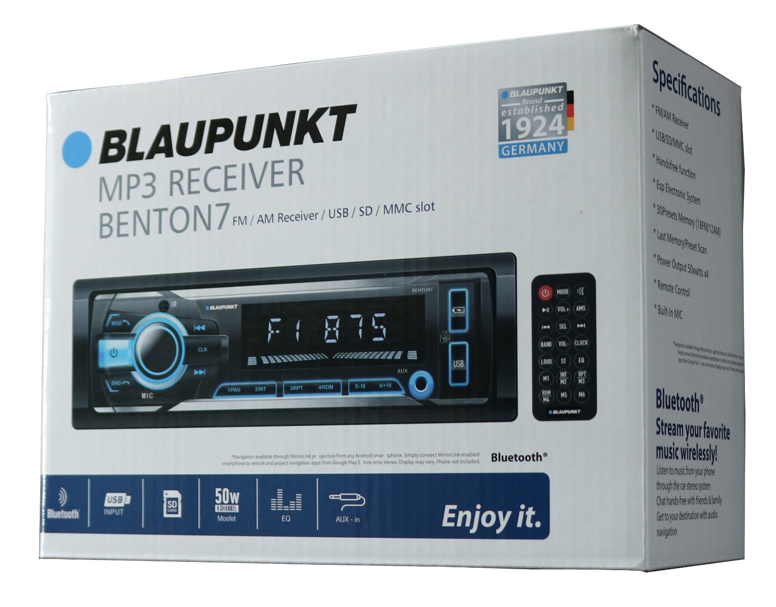 Blaupunkt 1-Din Car Bluetooth FM Digital Media Receiver + 6×9″ and 6.5″ Speakers