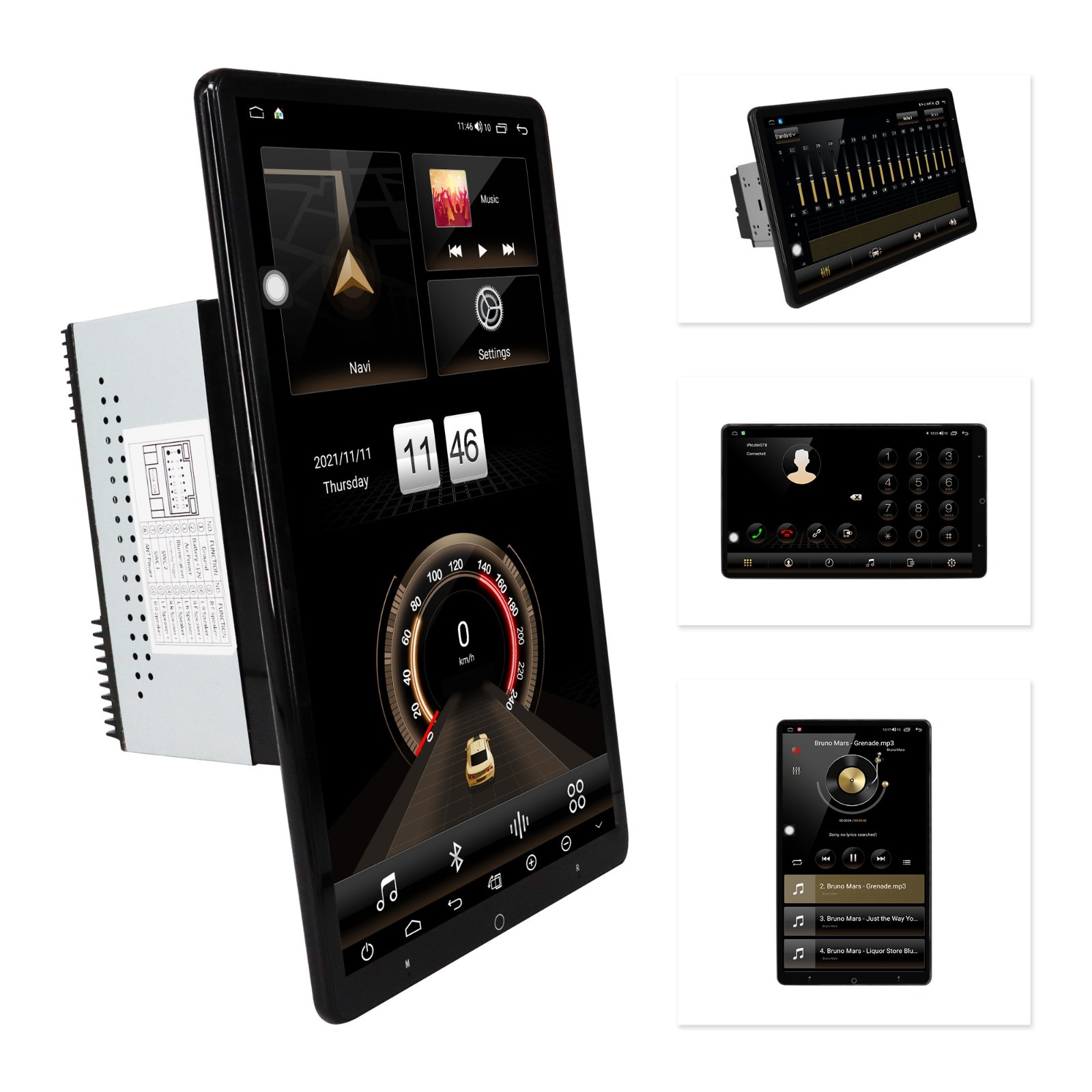 Rotatable Car Stereo Radio 2 DIN 13.3″ Touch Screen Android GPS Navi Wifi 128 GB