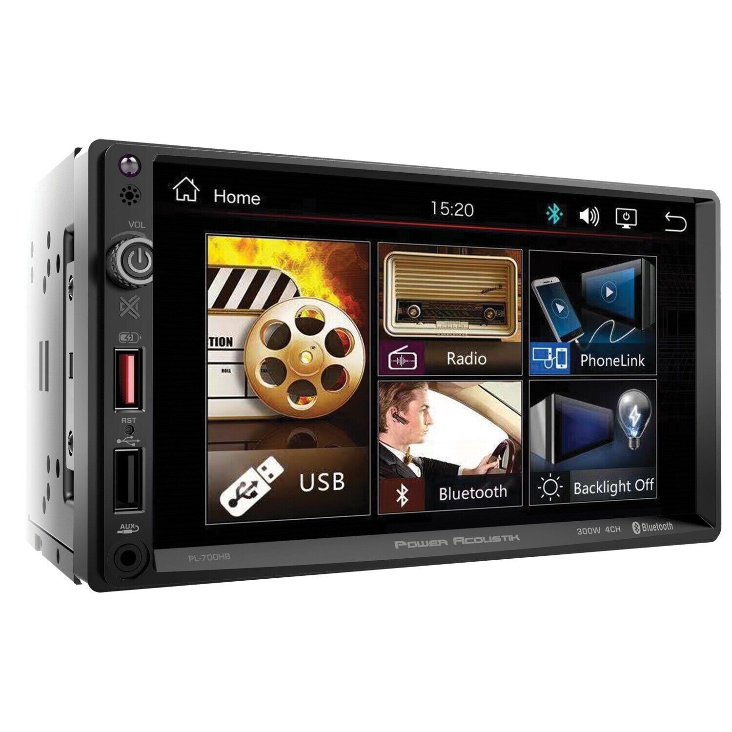 POWER ACOUSTIK PL-700HB 7″ DOUBLE DIN BLUETOOTH CAR STEREO, USB, AUX, SD