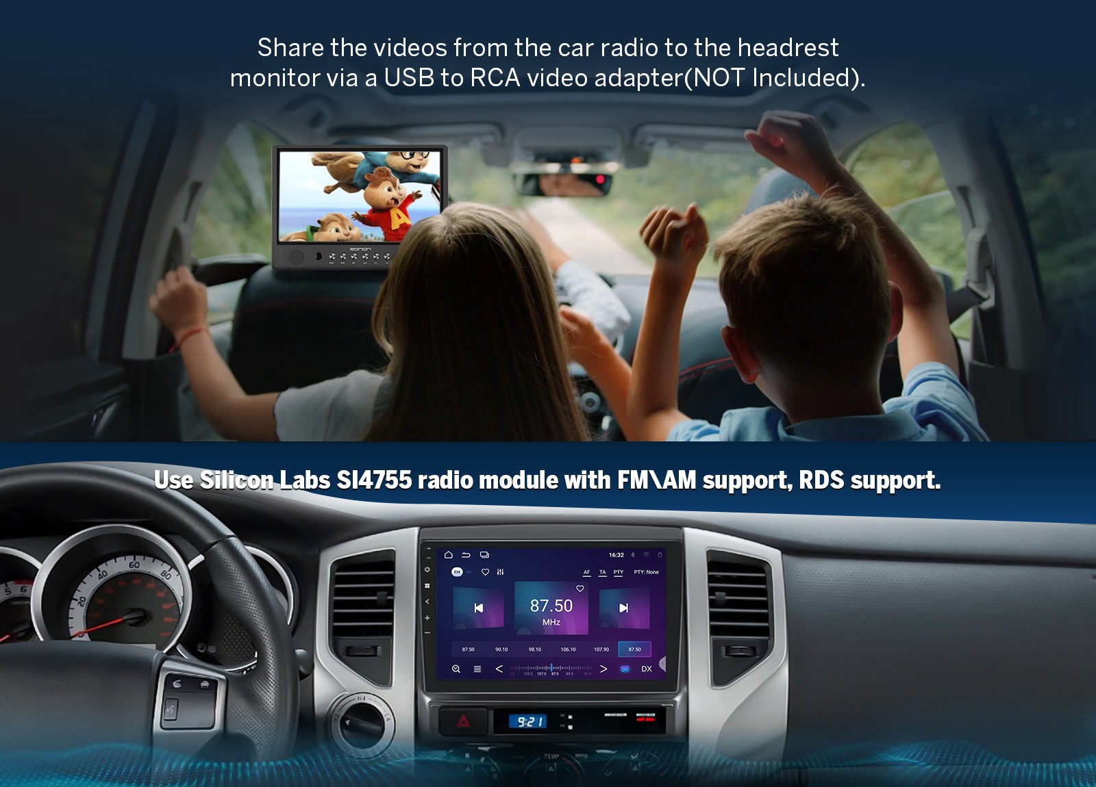 Eonon TYTACX7 9″ Android 14 for Toyota Tacoma 2005-2013 Car Radio Stereo CarPlay