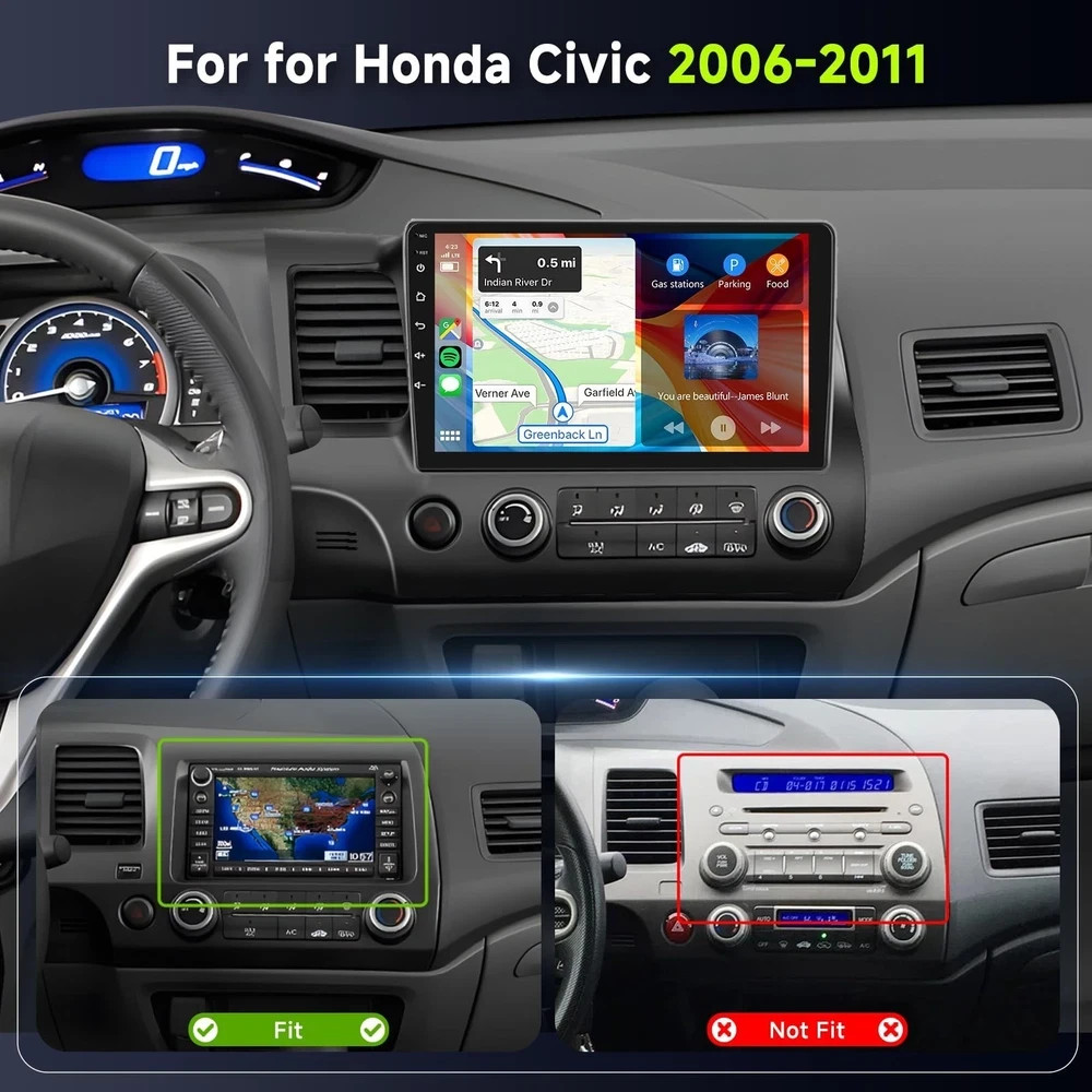 8Core 6GB 128GB Radio for Honda Civic 2006-2011 【for GPS Screen】An