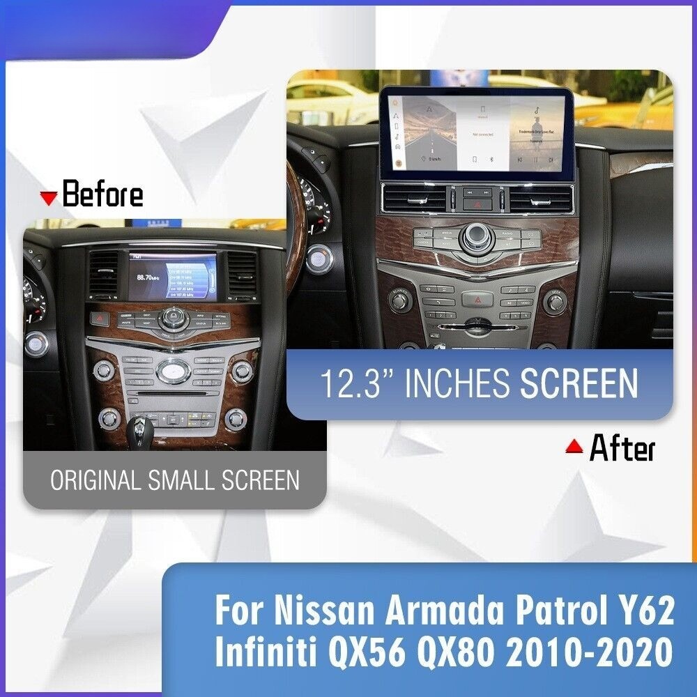 12.3″ Car Radio GPS Carplay Stereo For Nissan Armada Patrol Y62 QX80 QX56 10-20