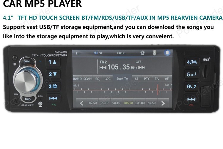 Single 1Din Car Radio MIrror Link FM MP5 RDS 4.1Inch Bluetooth Touch Screen