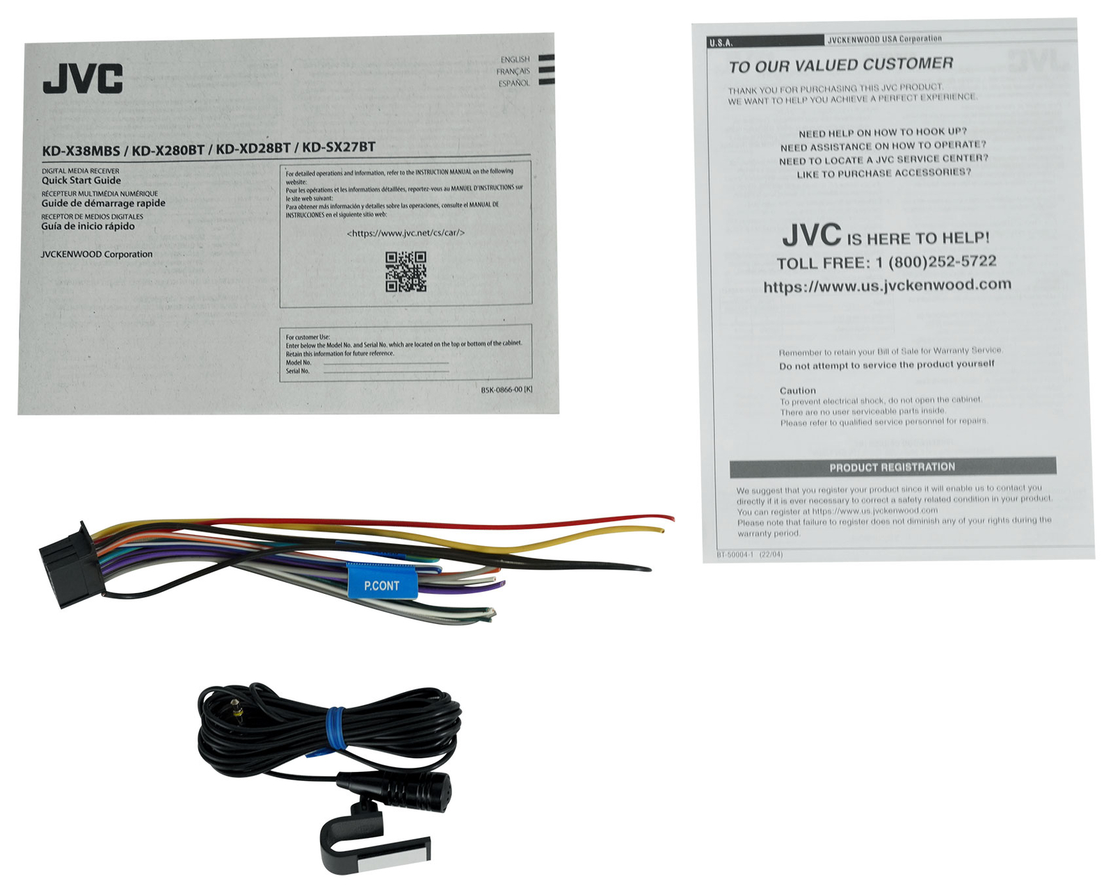 JVC KD-X280BT 1-Din Car Stereo Digital Media Receiver w/Bluetooth/USB/13-Band EQ