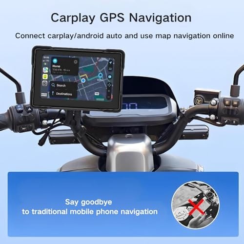 Wireless Motorcycle Carplay and Android Auto, IP67 Waterproof Smart 7″