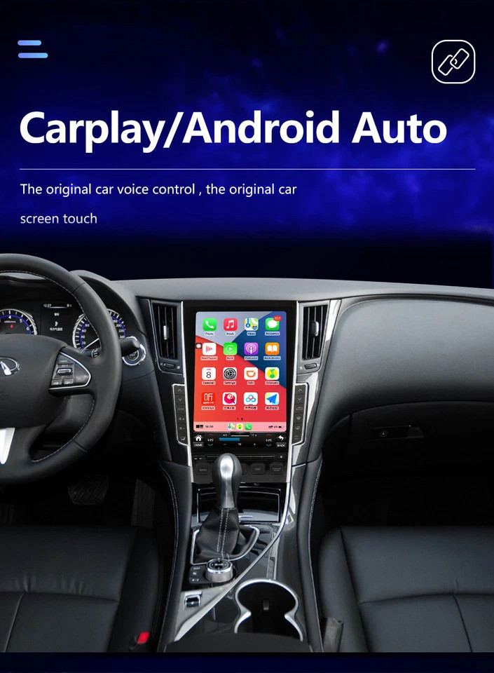 Tesla Style Car Radio GPS Navigation CarPlay For Infiniti Q50 Q60 2013-2023 32GB