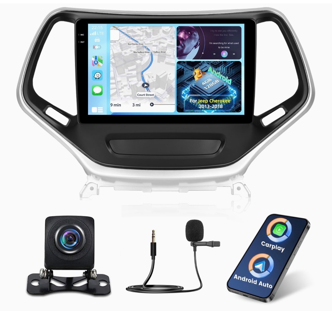 Car Stereo Radio For Jeep Grand Cherokee 2013-2018 Android WiFi 10inch 4+128GB