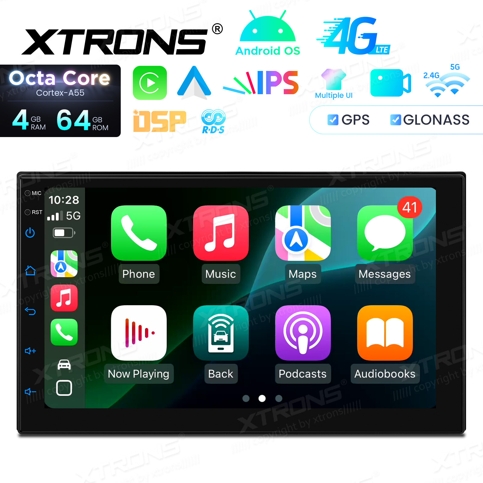7″ Double 2DIN 4G LTE Octa-Core Car GPS Radio Stereo Sat Navi Android 13