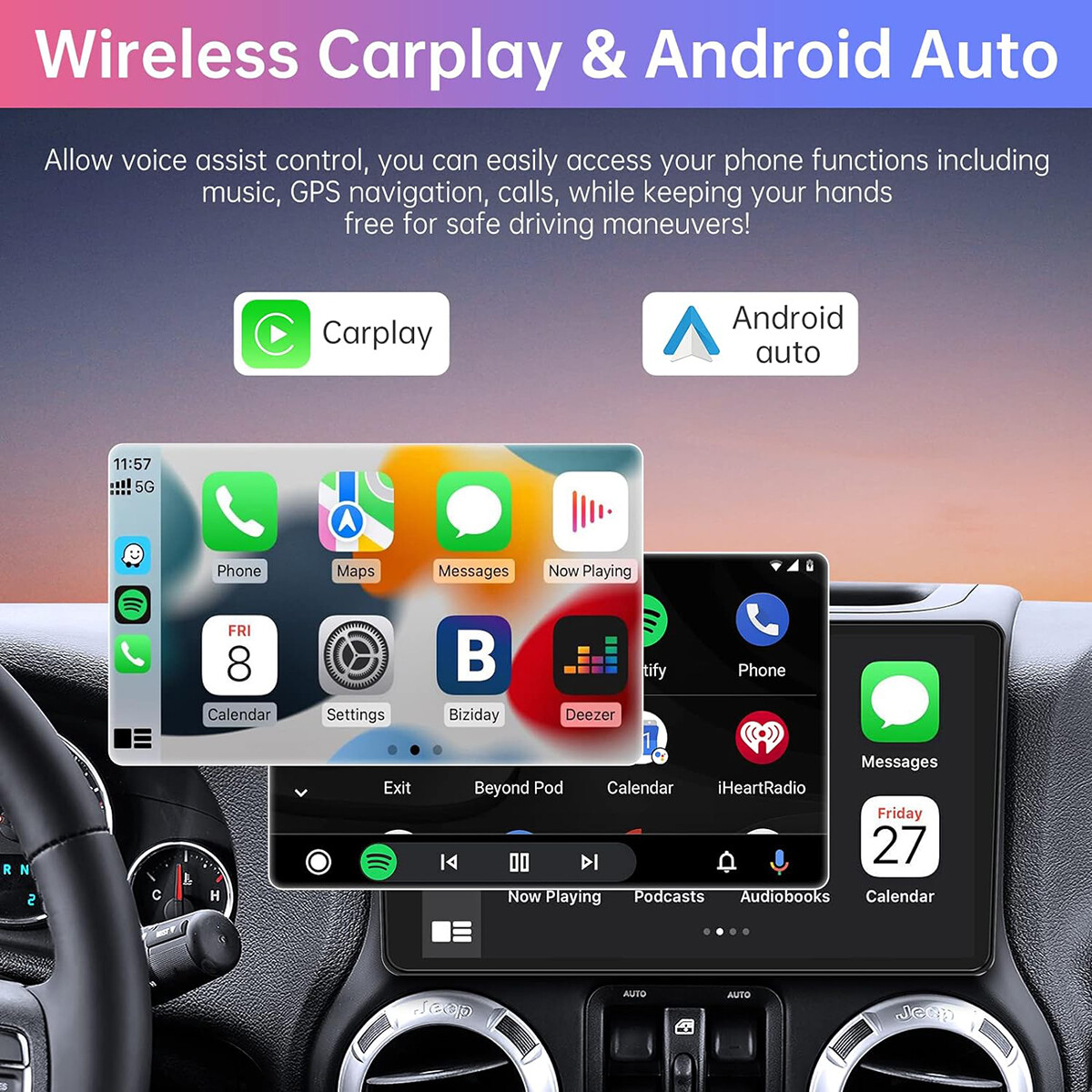 10.1″ For Jeep Wrangler JK 2007-2017 Apple Carplay Android 13 Radio GPS Navi FM