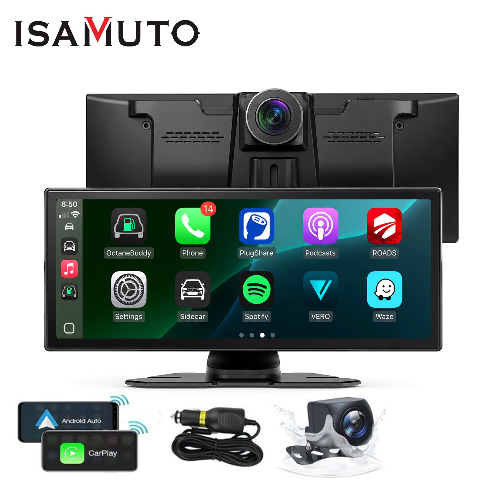 11.26″ Car Stereo Wireless Apple CarPlay Android Auto FM Touch Screen Radio Cam