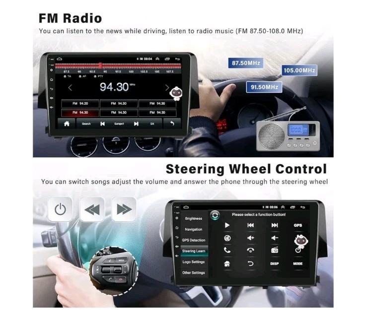 Car Stereo for Honda Civic 2016-20 carplay Android GPS Backup Camera MIC FM NAV